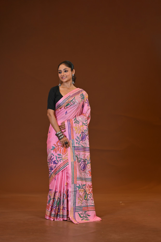 Image of Blended Silk Kantha Saree