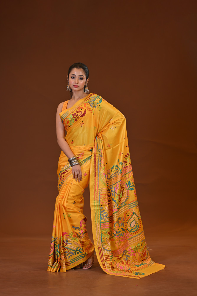 Image of Blended Silk Kantha Saree