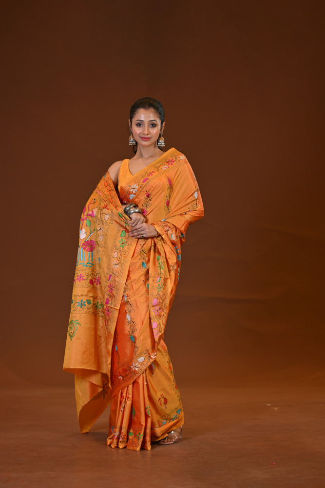Image of Blended Silk Kantha Saree