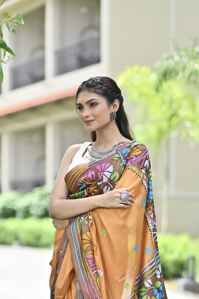 CHANDRAVATI BLENDED SILK KANTHA SAREE