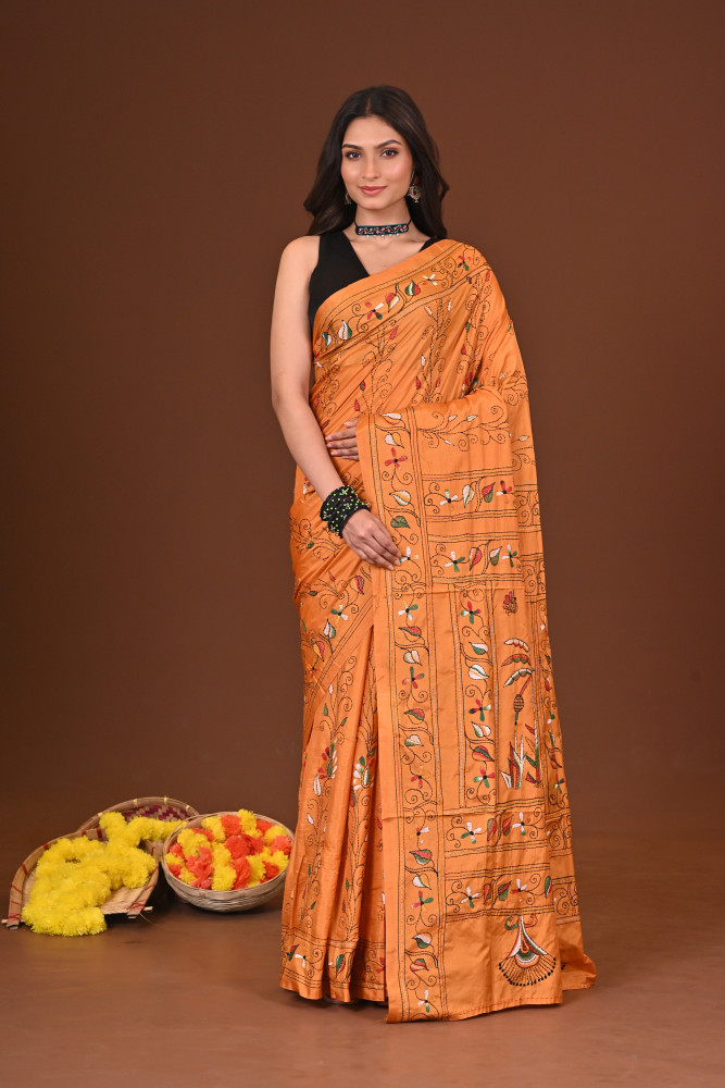 AGNIKA BLENDED SILK KANTHA SAREE