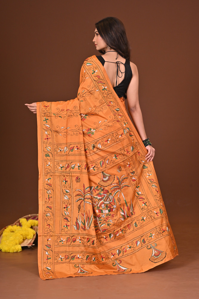 AGNIKA BLENDED SILK KANTHA SAREE