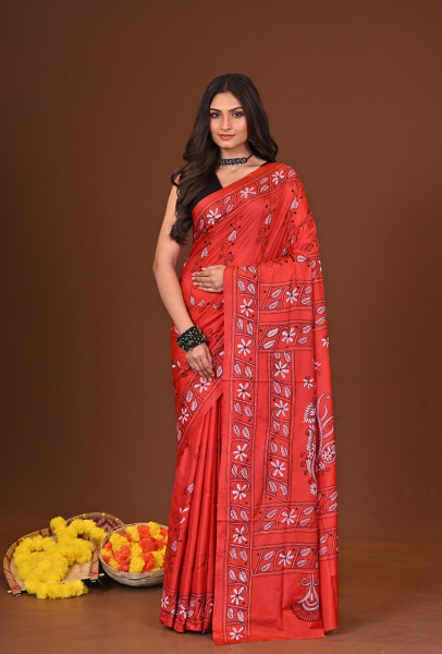 AGUNREKHA BLENDED SILK KANTHA SAREE