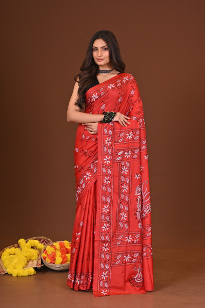 AGUNREKHA BLENDED SILK KANTHA SAREE