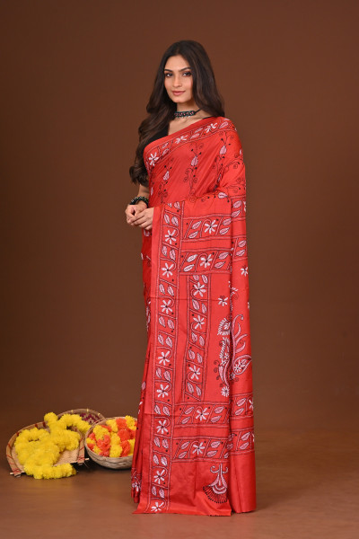 AGUNREKHA BLENDED SILK KANTHA SAREE