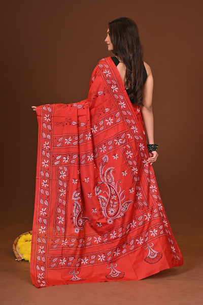 AGUNREKHA BLENDED SILK KANTHA SAREE