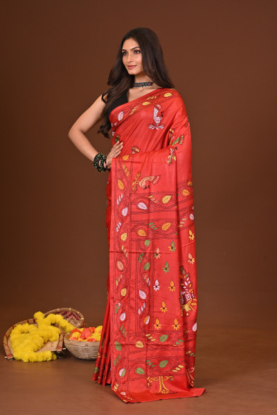 AGUNREKHA BLENDED SILK KANTHA SAREE