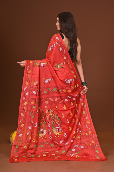 AGUNREKHA BLENDED SILK KANTHA SAREE