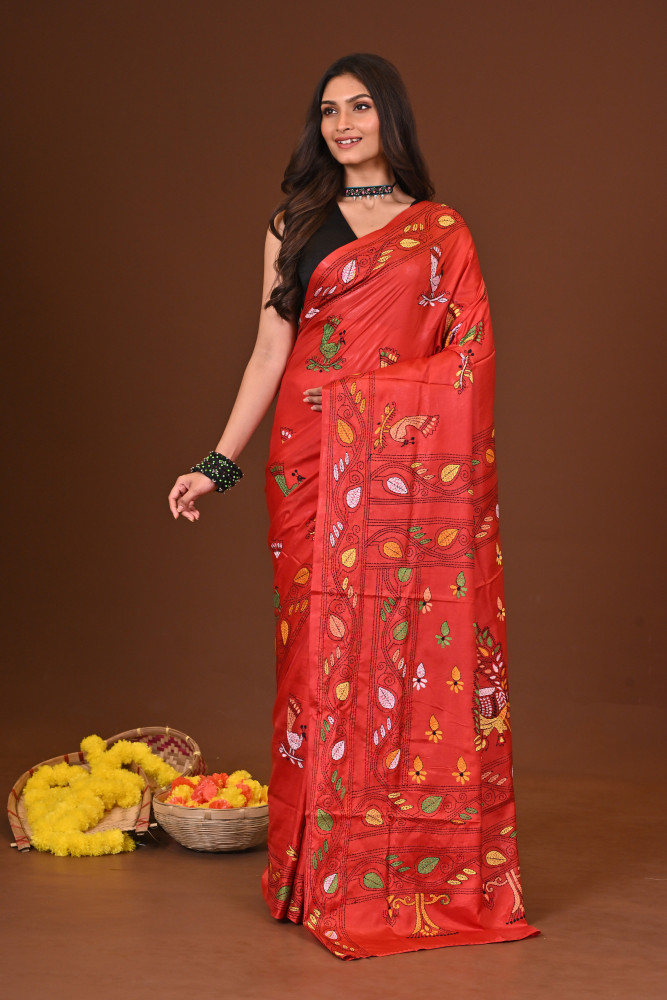 AGUNREKHA BLENDED SILK KANTHA SAREE