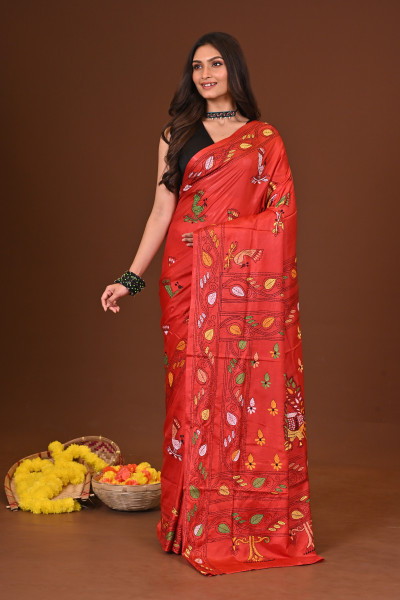 AGUNREKHA BLENDED SILK KANTHA SAREE