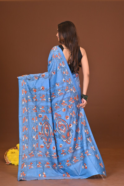 AKASHINI BLENDED SILK KANTHA SAREE