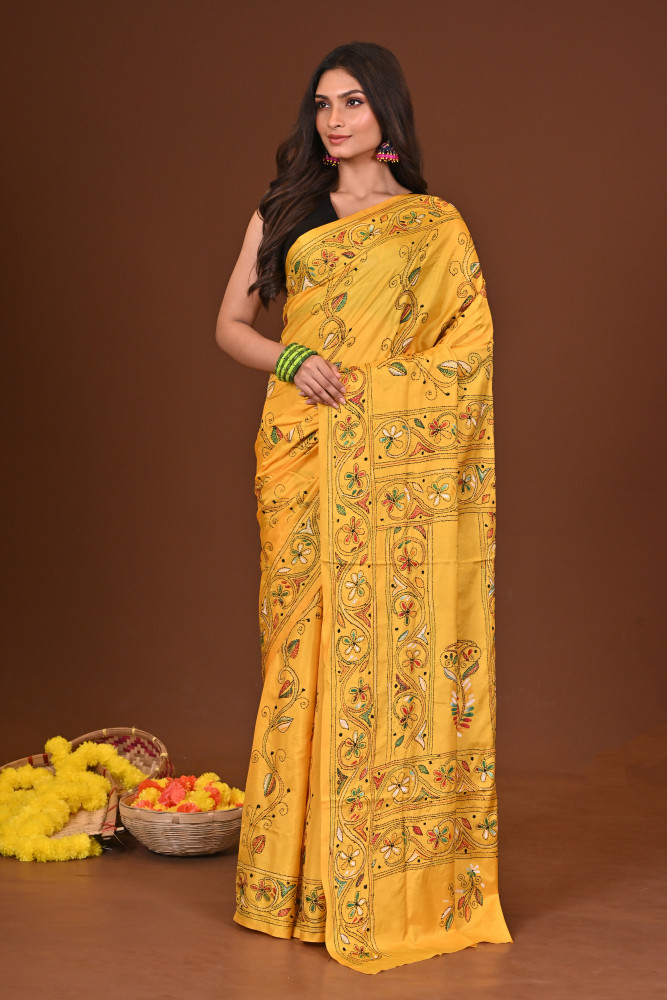 ALOKMALA BLENDED SILK KANTHA SAREE