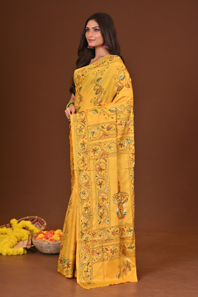 ALOKMALA BLENDED SILK KANTHA SAREE