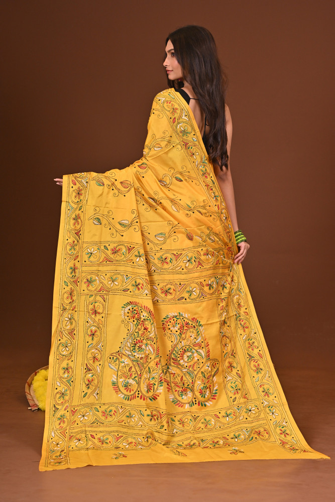 ALOKMALA BLENDED SILK KANTHA SAREE
