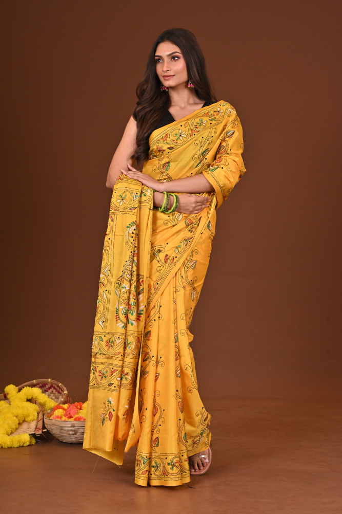 ALOKMALA BLENDED SILK KANTHA SAREE