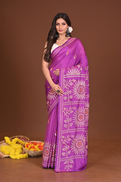 AMODINI  BLENDED SILK KANTHA SAREE