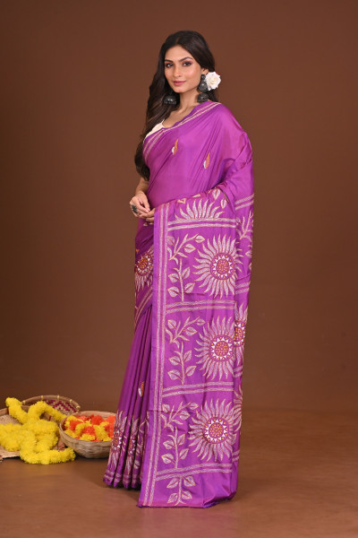 AMODINI  BLENDED SILK KANTHA SAREE