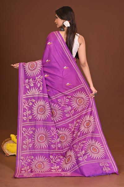 AMODINI  BLENDED SILK KANTHA SAREE