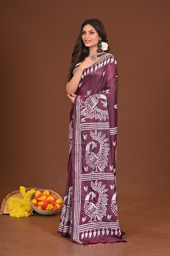 AMRITAAMBAR BLENDED SILK KANTHA SAREE