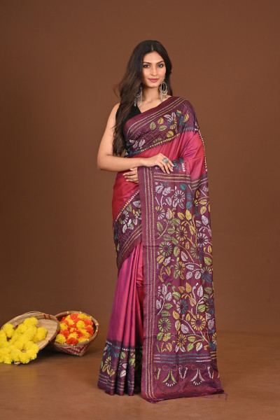 ANONDODHARA BLENDED SILK KANTHA SAREE