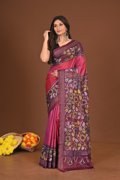 ANONDODHARA BLENDED SILK KANTHA SAREE