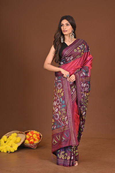 ANONDODHARA BLENDED SILK KANTHA SAREE