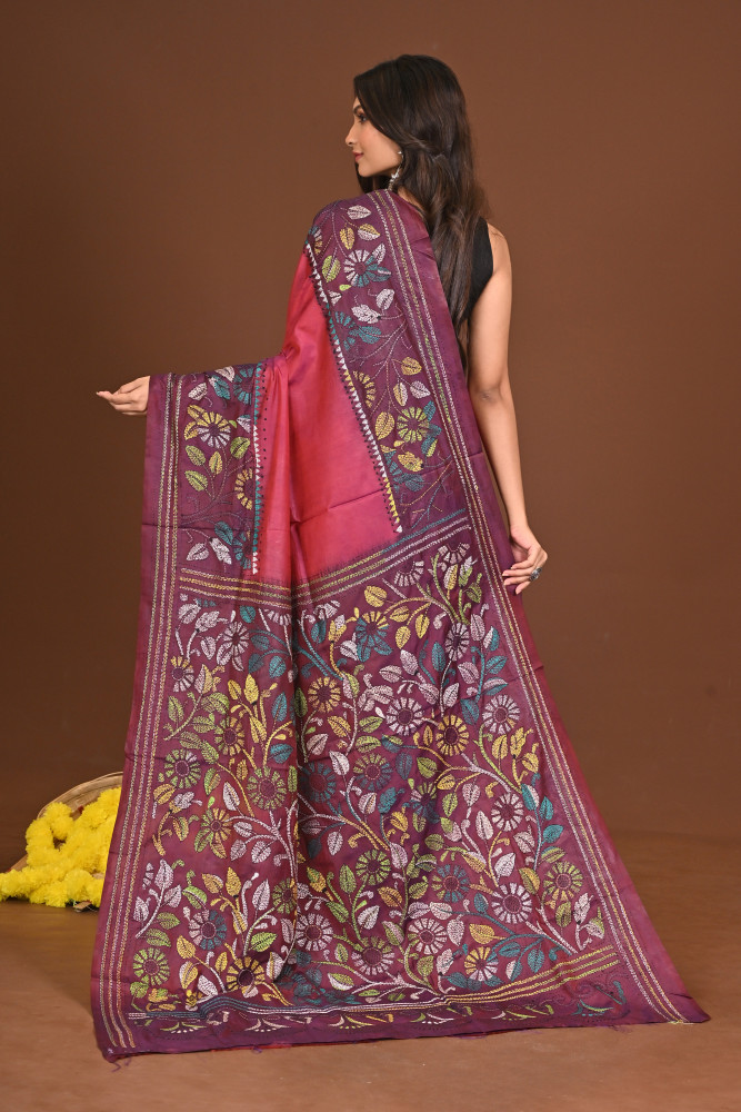 ANONDODHARA BLENDED SILK KANTHA SAREE