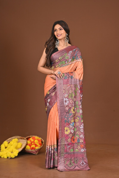 ANONDODHARAKOMOL BLENDED SILK KANTHA SAREE