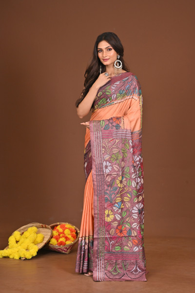 ANONDODHARAKOMOL BLENDED SILK KANTHA SAREE