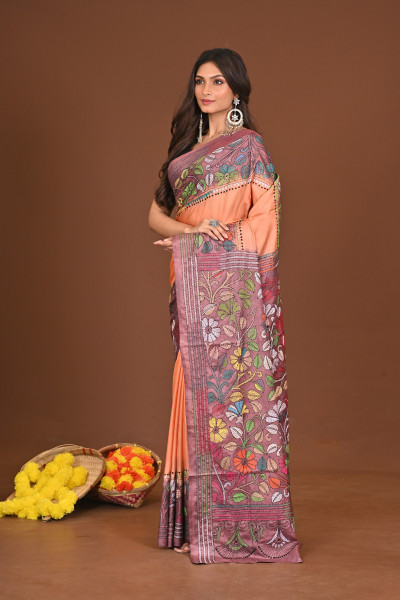 ANONDODHARAKOMOL BLENDED SILK KANTHA SAREE