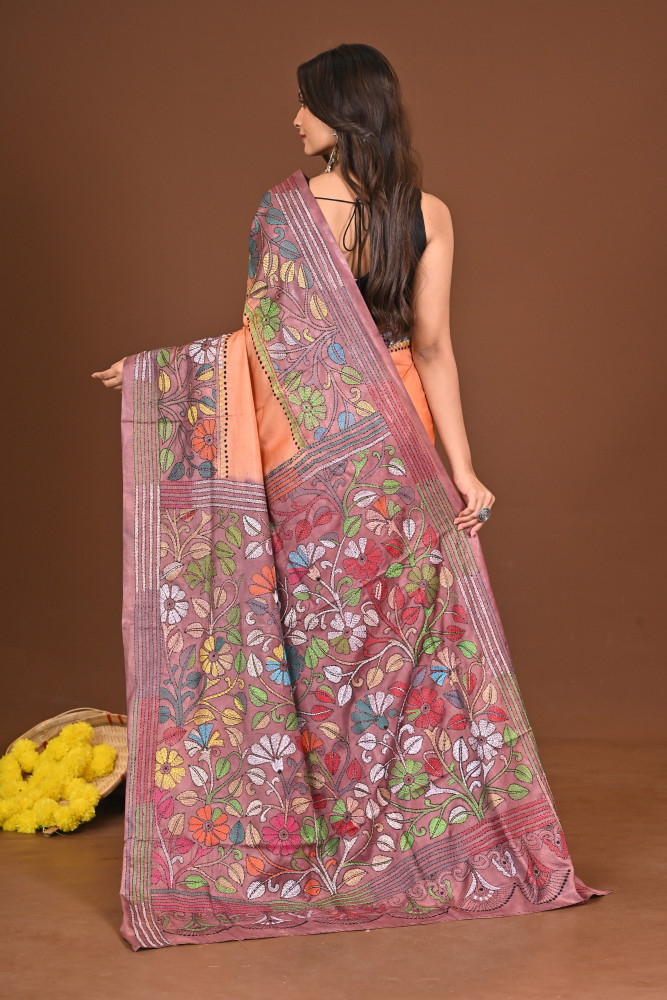 ANONDODHARAKOMOL BLENDED SILK KANTHA SAREE