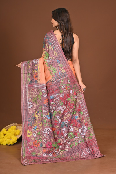 ANONDODHARAKOMOL BLENDED SILK KANTHA SAREE