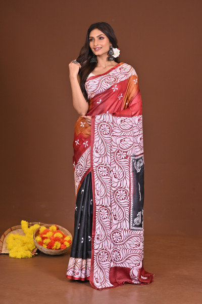 ANURAGIALOK PURE SILK KANTHA SAREE