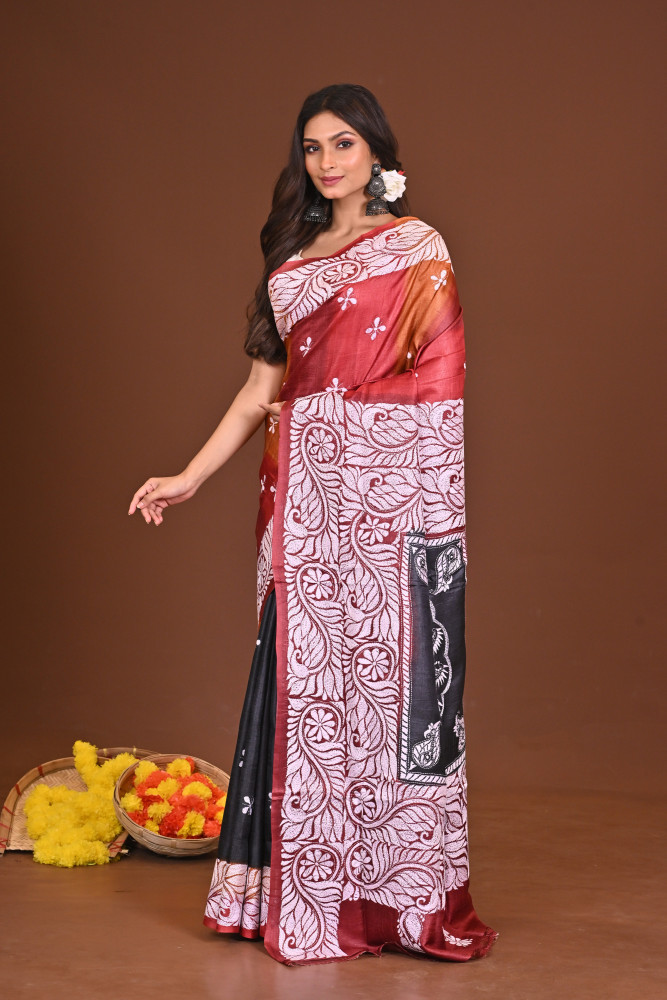 ANURAGIALOK PURE SILK KANTHA SAREE