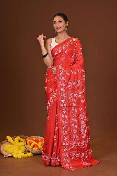 ANURAGINI BLENDED SILK KANTHA SAREE
