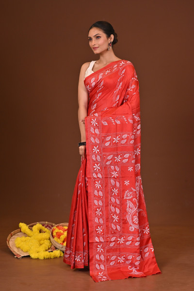ANURAGINI BLENDED SILK KANTHA SAREE