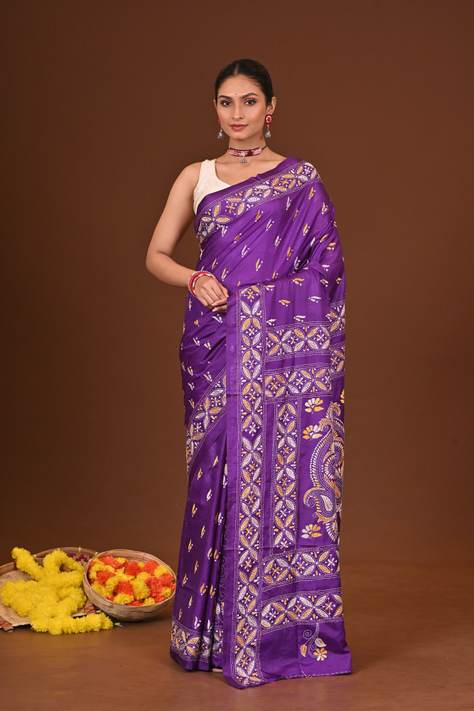 APARAJITA BLENDED SILK KANTHA SAREE