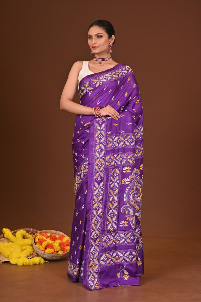 APARAJITA BLENDED SILK KANTHA SAREE