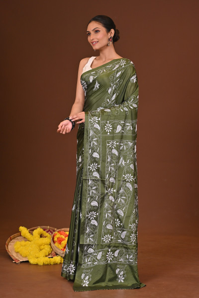ARANYA BLENDED SILK KANTHA SAREE