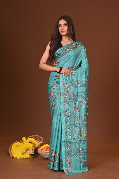 ASHABARI BLENDED SILK KANTHA SAREE