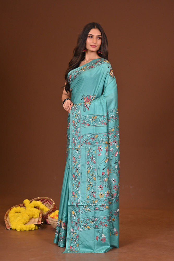 ASHABARI BLENDED SILK KANTHA SAREE