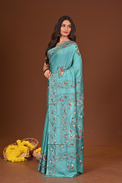 ASHABARI BLENDED SILK KANTHA SAREE