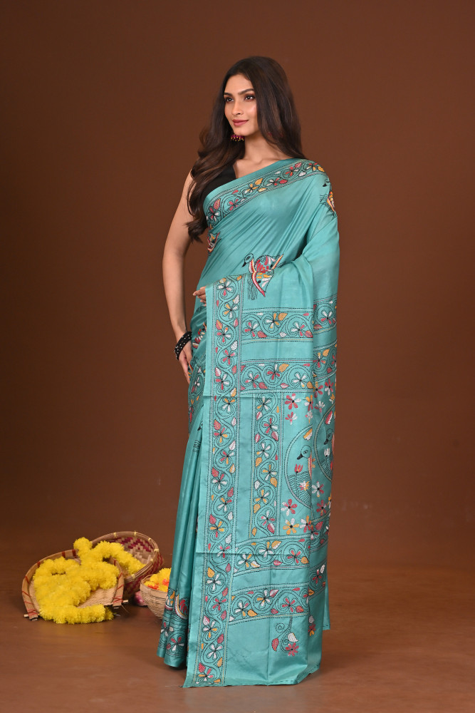 ASHABARI BLENDED SILK KANTHA SAREE