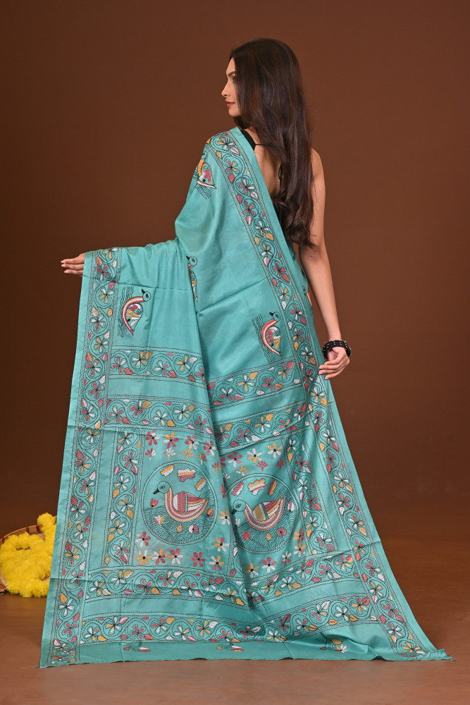 ASHABARI BLENDED SILK KANTHA SAREE