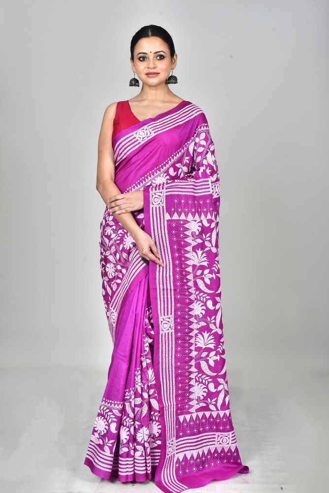 BANGALORE SILK KANTHA SAREE
