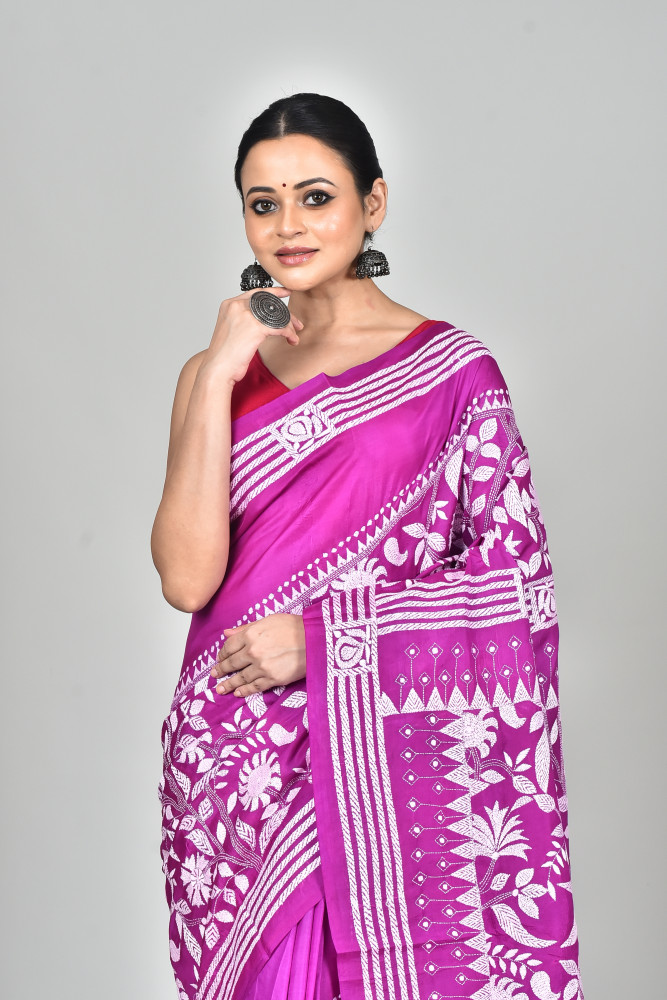 BANGALORE SILK KANTHA SAREE