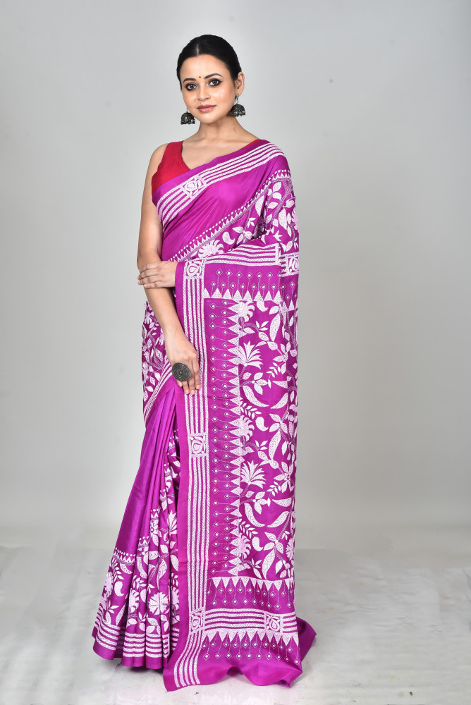 BANGALORE SILK KANTHA SAREE