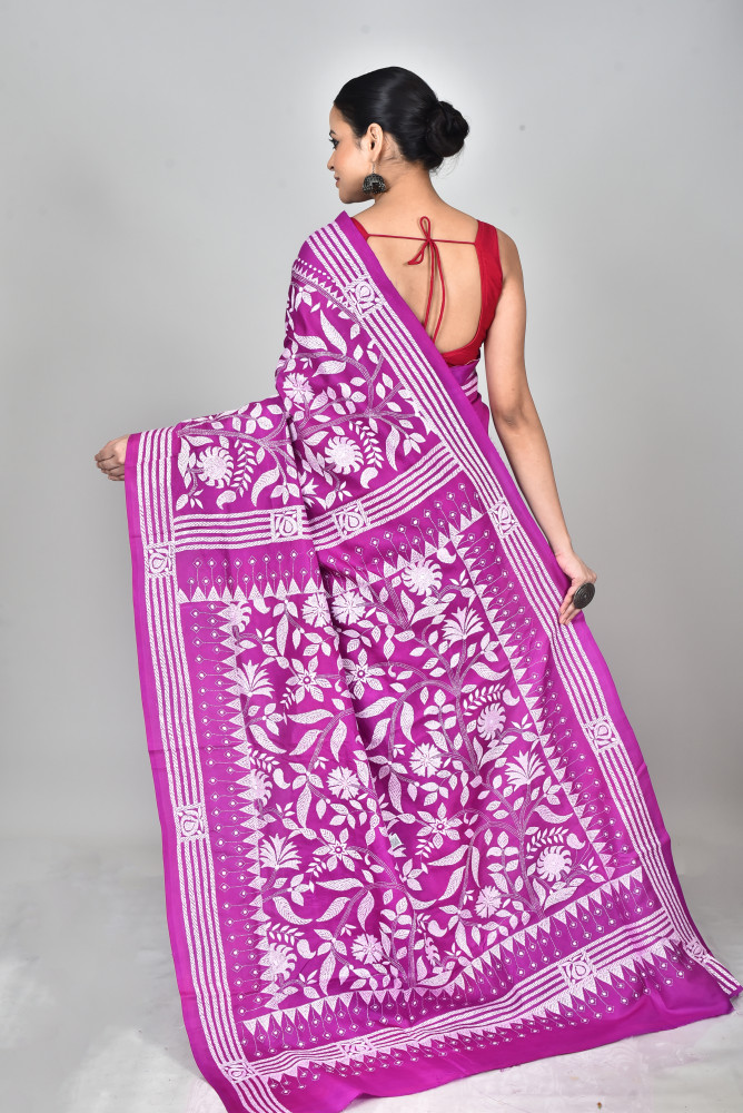 BANGALORE SILK KANTHA SAREE