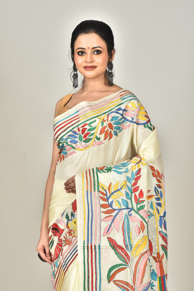 BANGALORE SILK KANTHA SAREE