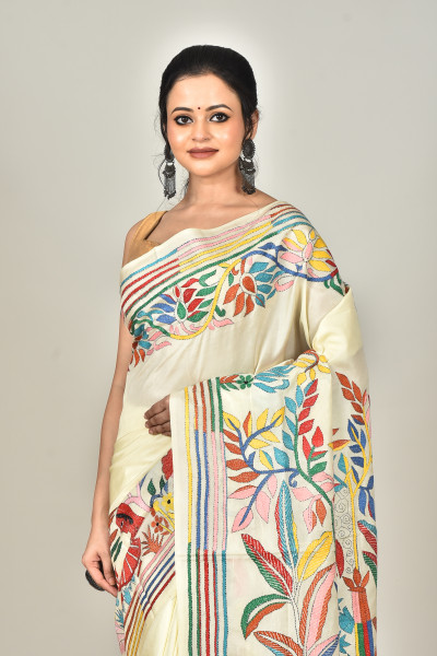 BANGALORE SILK KANTHA SAREE